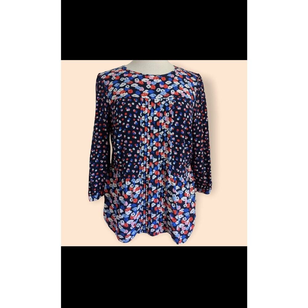 Preppy Boden Women's Floral Blouse Size 4 Navy Multicolor Viscose British Ditsy - Picture 4 of 12